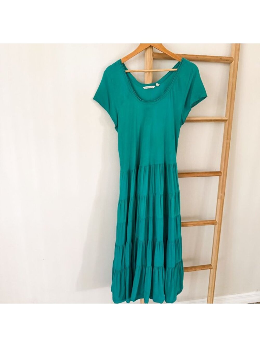 Soft Surroundings Kara Dress Teal Blue Tiered Midi Dress Women’s Size XL Boho - Picture 2 of 12